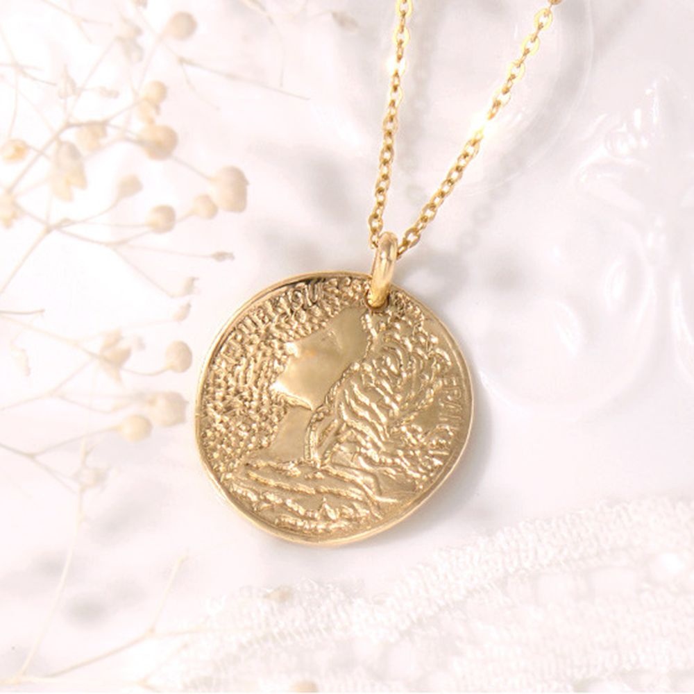 나르시스의 거울 14k 골드 코인 메달 금 목걸이