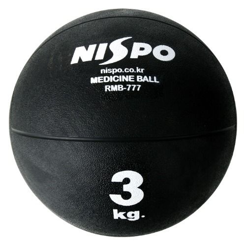 니스포 고무 메디신볼 블랙 3kg 체대입시 프리웨이트 메디슨볼 입시체육 체력검정 RMB-777