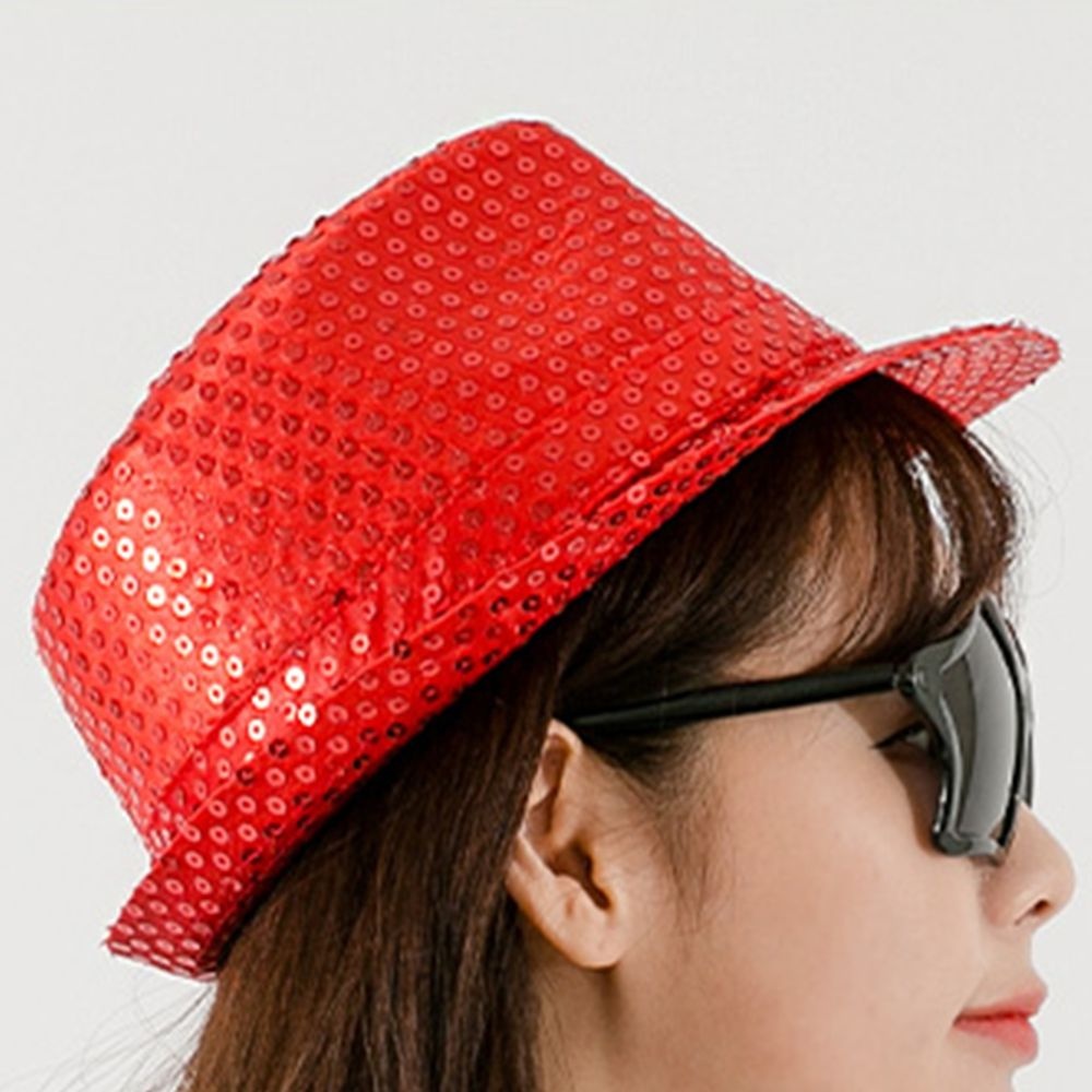 색깔 반짝이 패도라 2개 공연 모자 댄스팀 중절모