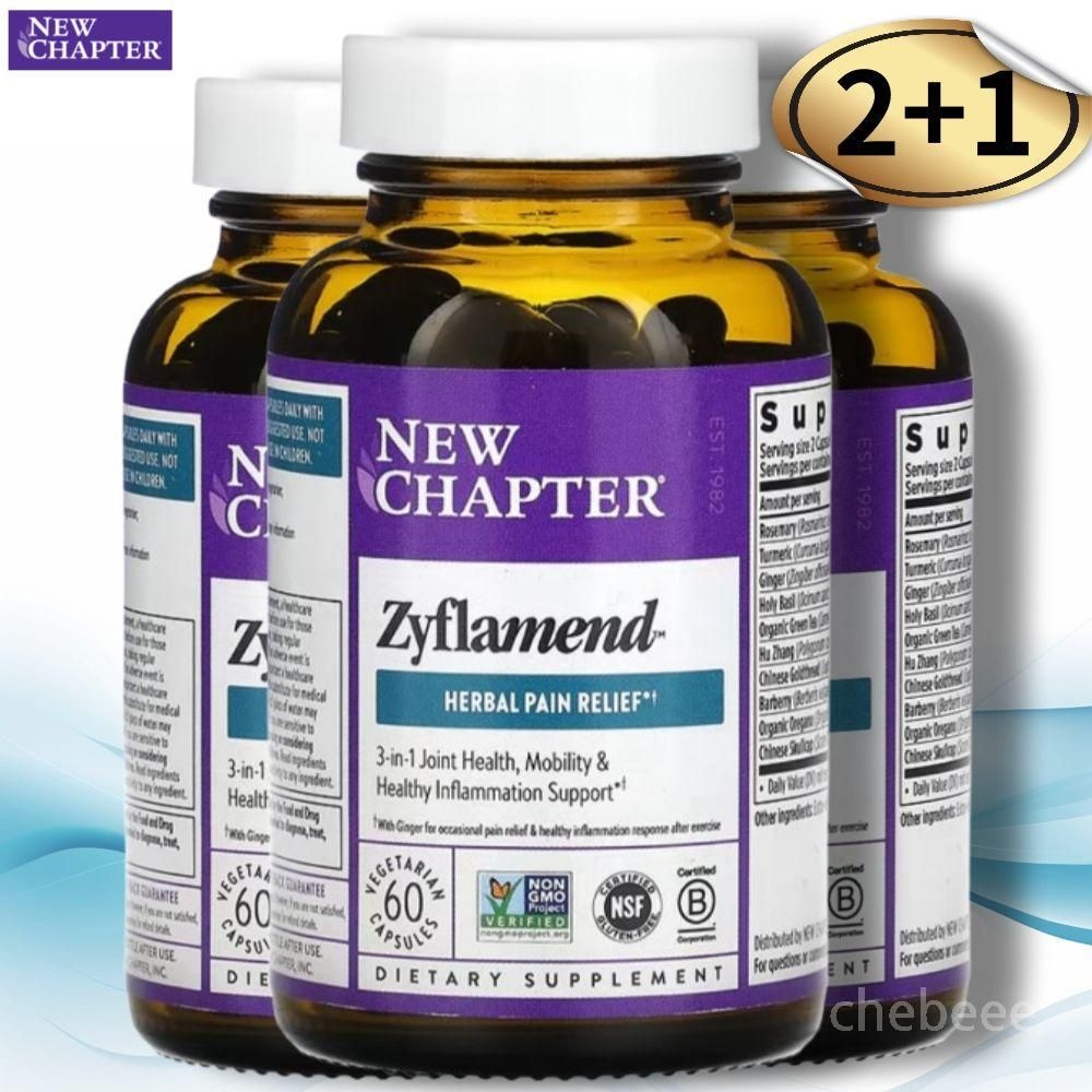 뉴챕터 허벌 페인 리릴프 지플라멘드60베지캡슐 3병 강황 생강 바베리