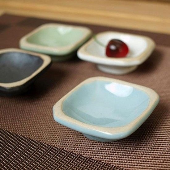 블루 여주 여주도자기 사각종지 소야 (간장종지) (3mOOP)