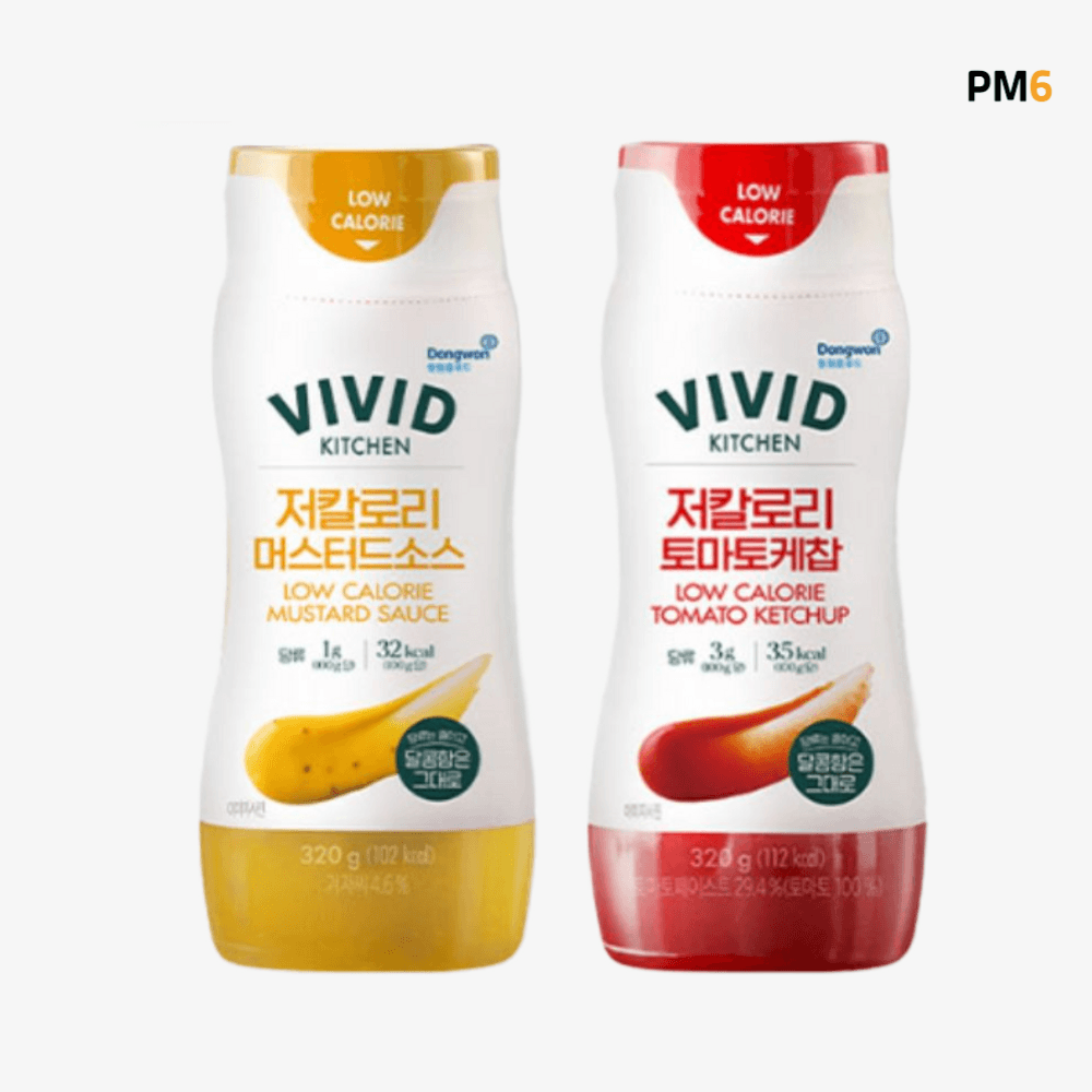 피엠식스협력사 비비드키친 저칼로리 소스 320g 2종 ( 토마토케찹+머스터드소스)