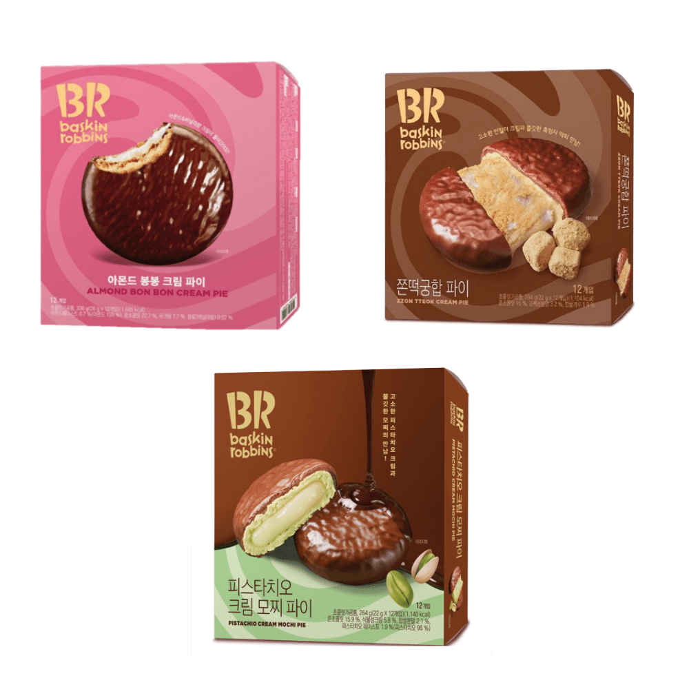 배스킨라빈스 아몬드봉봉/쫀떡궁합/피스타치오 크림 모찌 파이 12개입 2+2