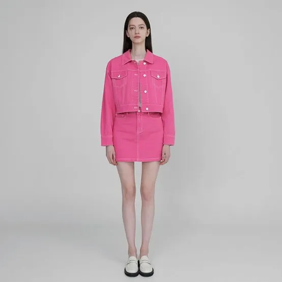 다잉 셋업 로우 컬러 데님 미니 스커트(SK-4751)