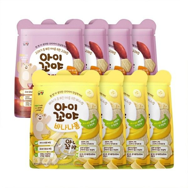 남양유업 남양 [보리보리/남양유업]아이꼬야 아기과자 바나나퐁 30g 4개 + 고구마퐁 30g 4개