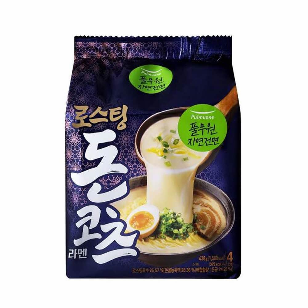 WMF 풀무원 로스팅 돈코츠라멘 안매운 건면 봉지 라면 4개 탕비실 회사 간식