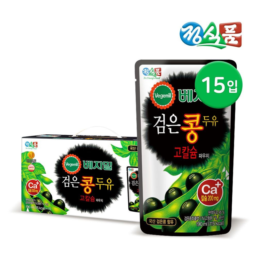 베지밀 파우치) 정식품 베지밀 검은콩두유 고칼슘 190ml 15팩 30팩 45팩