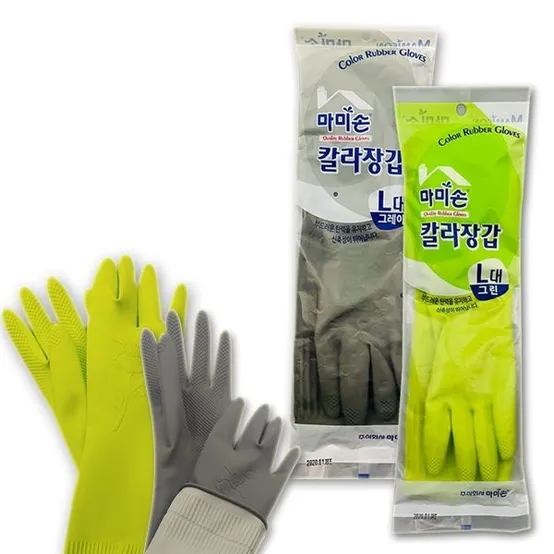 마미손 컬러 고무장갑 그레이 그린 대 L