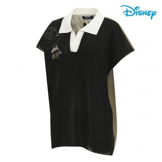 디즈니 골프 여성 배색 나그랑 반팔 니트 DM1LKT009