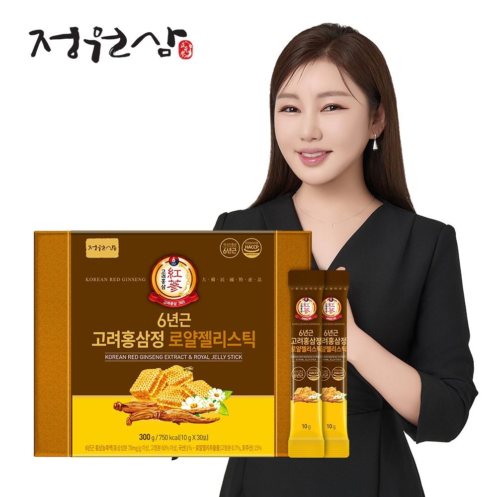 정원삼 [공식] 6년근 고려홍삼정 로얄젤리 스틱 (10g x 30포) 홍삼스틱