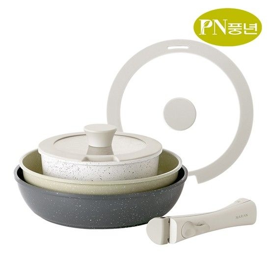 IH 인덕션&가스 멀티핸들 6종세트 (페블리) / 블리스 나란쿡웨어 냄비후라이팬 신혼 스텐 추천 예쁜