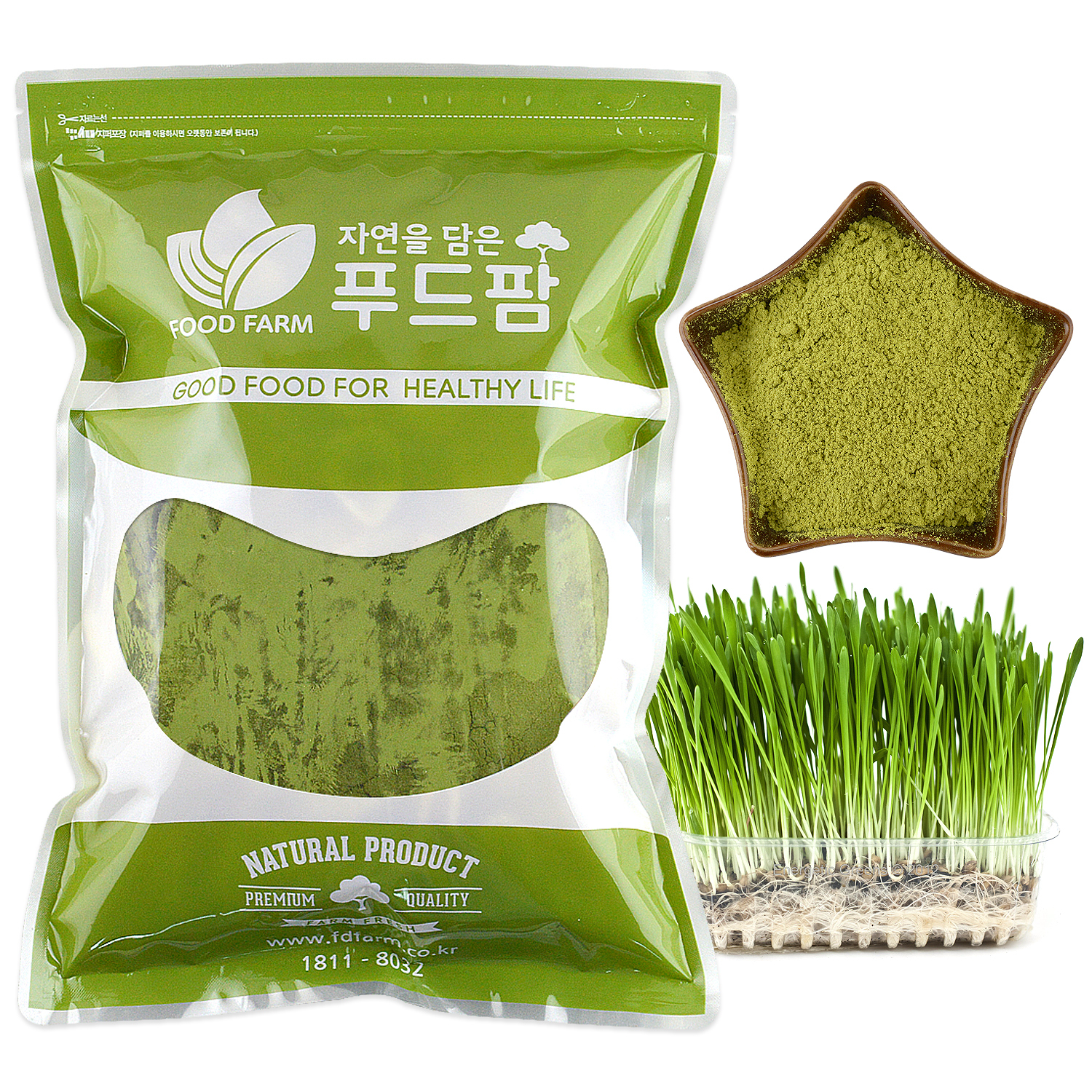 [오늘출발] 푸드팜 새싹보리 분말 제주도 무농약 보리새싹 가루 500g