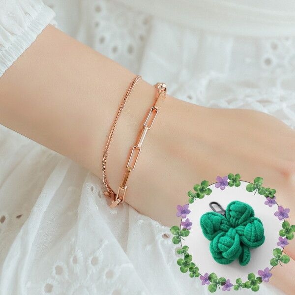 [헤스티아 / 헤스티아][헤스티아] [행운의네잎클로버키링/예쁨/2줄팔찌] 시간은 되돌릴 수 없고 인생은 한번뿐 서지컬 팔찌,써지컬 / 핑