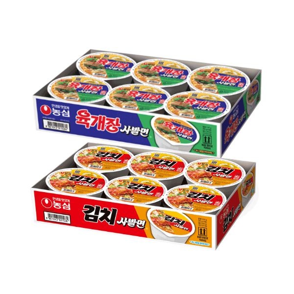 [온세일][농심]육개장 사발면 6개 + 김치 사발면 6개