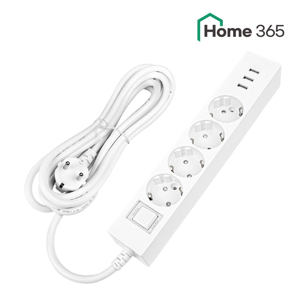 홈365 국산 USB 멀티탭 과부하차단 4구 3m / 3포트 3A USB 멀티콘센트