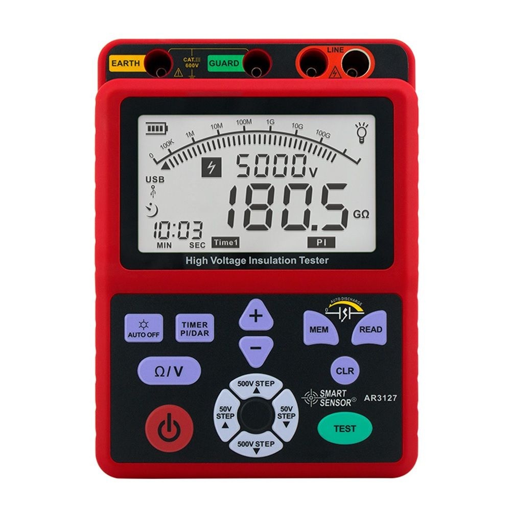 대동상사 디지털 고전압 절연저항계 AR-3127 250V~5000V USB 데이터관리1000기가옴 송전탑유지보수 전기시스템 기계 변