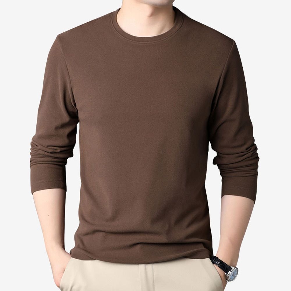 (현대Hmall) [모로엠] 남자 기모 원단 베이직 이너 티셔츠 ON-TSK-QWCE2710-브라운