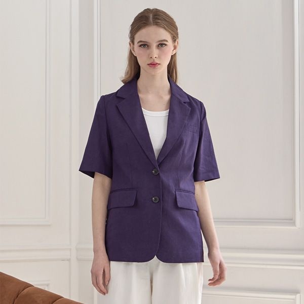 로코엘라 [패션플러스][로코엘라]쿠브 프렌치 린넨 100 여성 반팔 자켓