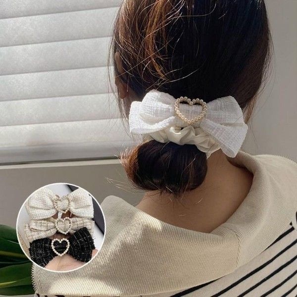 셀러허브_여성트랜드패션 [하프클럽/셀러허브_여성트랜드패션]하트진주 똥머리묶는방법 차도녀 리본 곱창끈