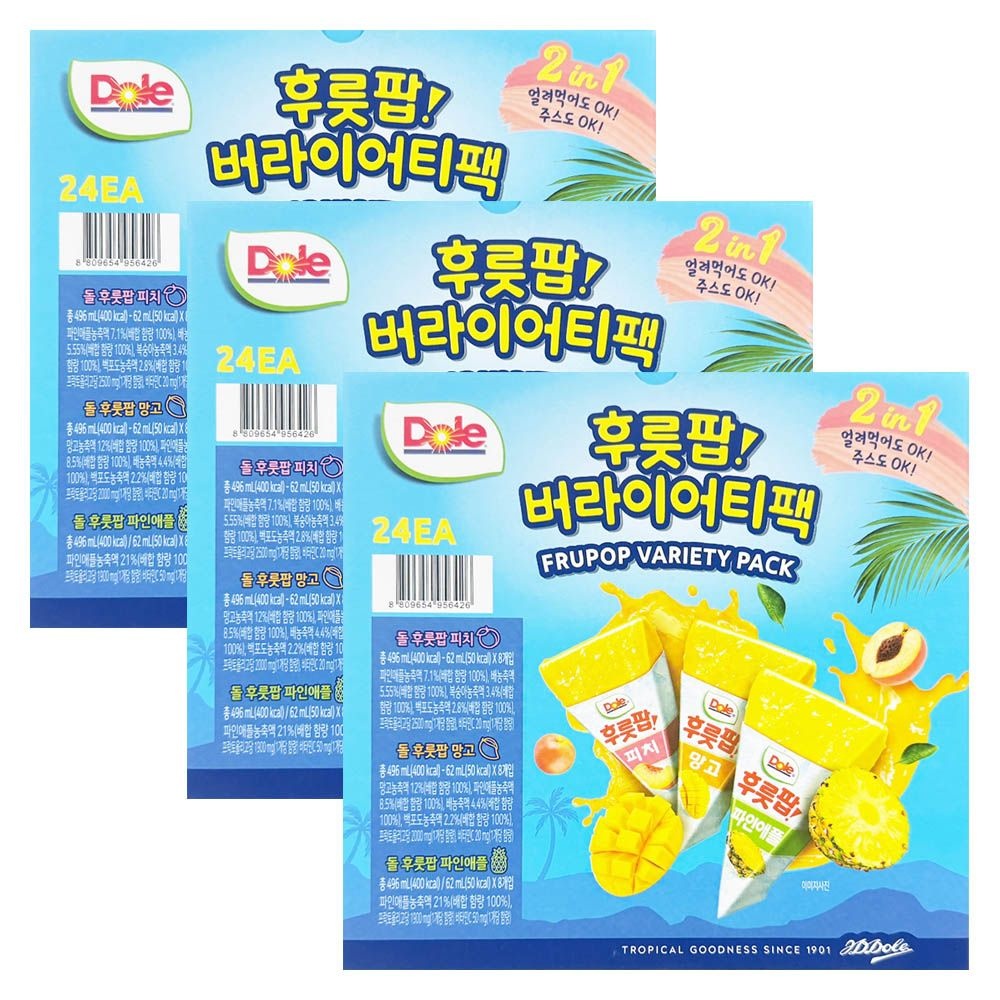 Dole 후룻팝 버라이어티팩 62ml x 24개 x 3박스