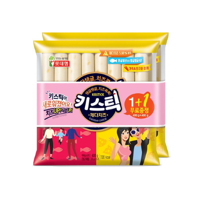 롯데 청춘간식 키스틱 800g(400gx2개) 청춘 간식 간편 소시지 어린이 여성 남성 주전부리