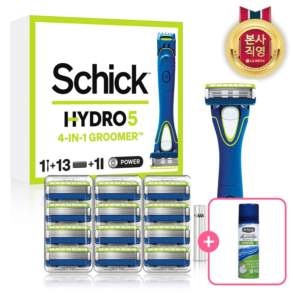 LG생활건강 쉬크 [포토리뷰1,000P]쉬크 하이드로5 그루머 날13입+면도기 + 센서티브라임폼(쉐이빙폼 증정)