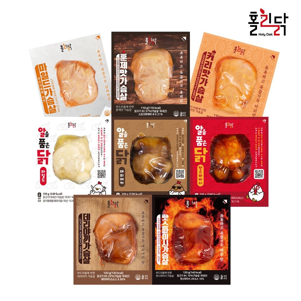 [온세일]홀리닭 부드러움에 반한 닭가슴살 5종 상온 보관 간편한 다이어트식 (데리야끼 120g)