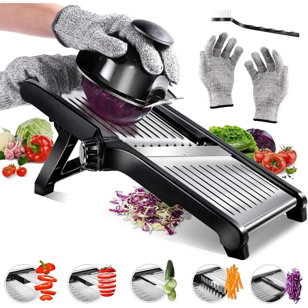 Masthome [해외] Masthome 슬라이서 5 in 1 스테인레스 채칼 절단 방지 과일 채소 식기세척기