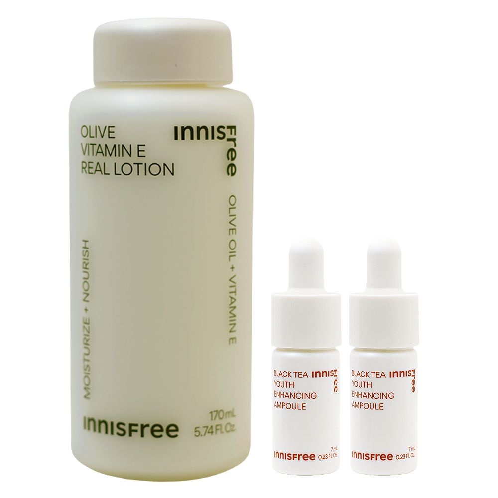 이니스프리 올리브 비타민 E 리얼 로션+(블랙티 앰플7mlx2개 증정)