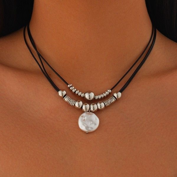 [해외] Ingemark 빈티지 조절식 가죽 왁스 스레드 체인 목걸이, 고스