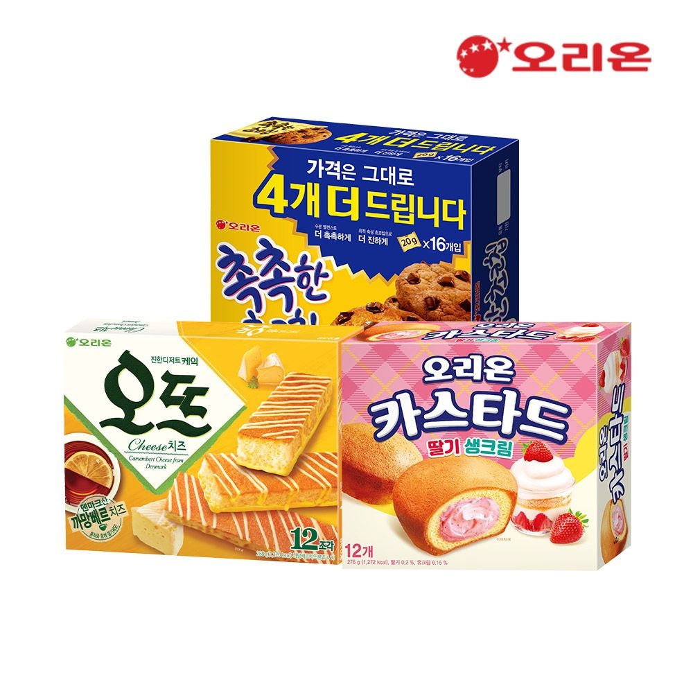 오리온 오리온 오뜨 치즈12P + 카스타드딸기생크림12P + 촉촉한초코칩16P