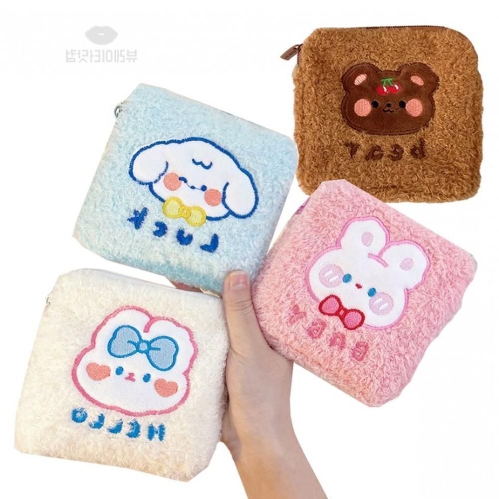 올쇼핑 플러쉬 뽀글이 미니 파우치 생리대 립스틱 담배 파우치백