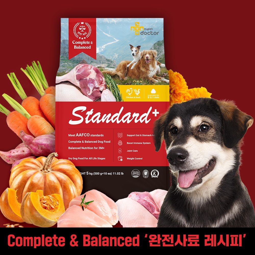 [마이펫닥터] 전연령 강아지 완전 사료 스탠다드 플러스 독 치킨&오리 건식사료, 5kg, 1개