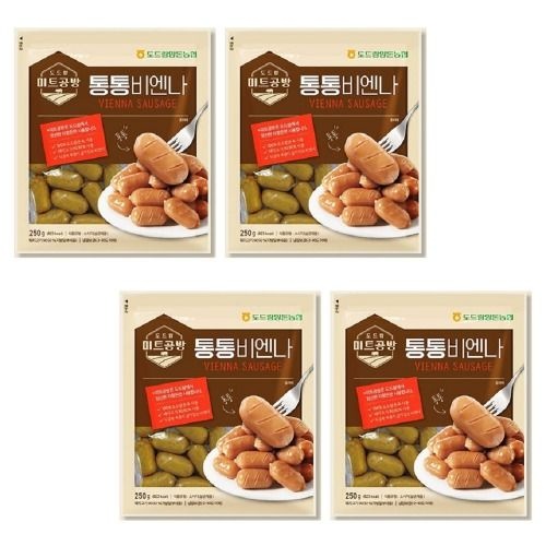농협식품 도드람 미트공방 통통비엔나 250g 3+1(총4개) 학교 군대 맛있는 간편한 반찬 간식 술안주 혼밥 캠핑
