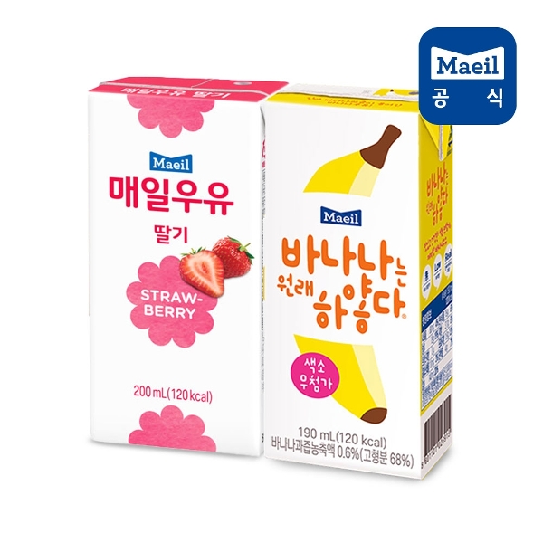 매일 멸균우유 혼합 딸기 200ml 24팩+바나나는 원래 하얗다 19...