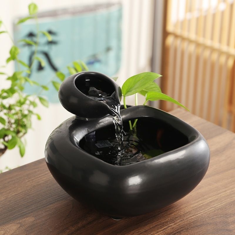 [해외] 실내 예쁜 분수대 인공폭포 장식 가정용 집들이선물 미니 분수 가습기 거실 인공 사무실