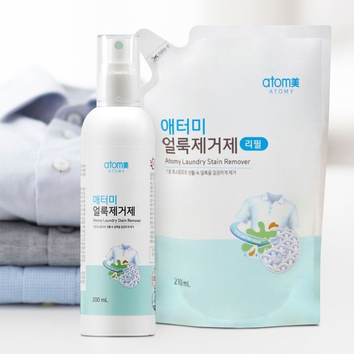 애터미 얼룩제거제 용기 200ml + 리필 210ml 커피 음식 화장품 얼룩 뿌려만 주세요