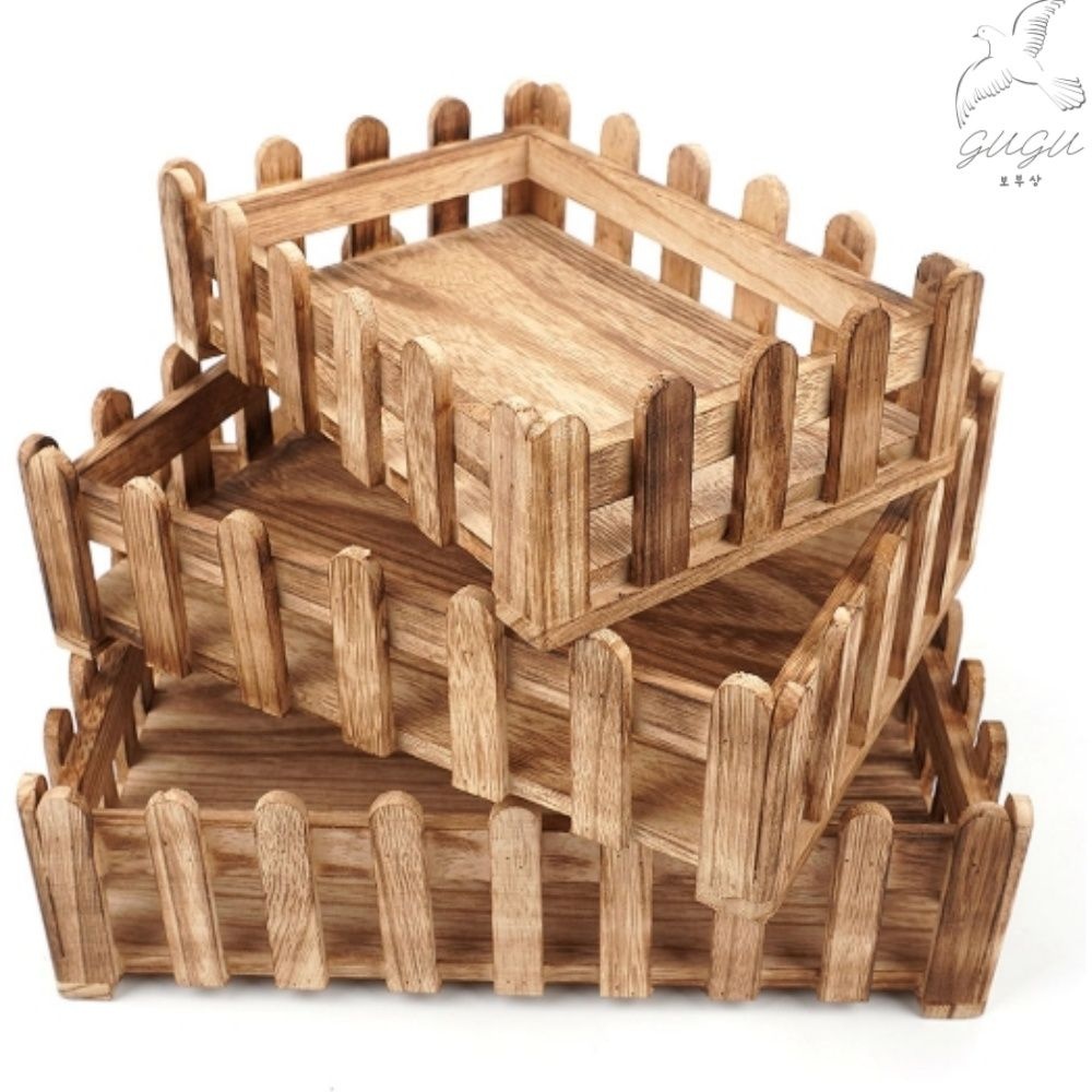 [오늘출발] 구구보부상 다용도 나무 우드트레이 3개 세트 바구니 정리함 소품 진열 인테리어 트레이 미니정리함 원목정리박