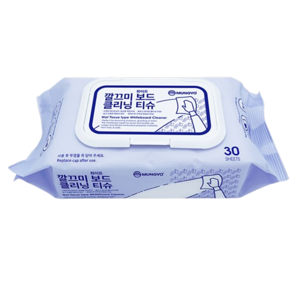 화이트보드용 클리닝 티슈 285X205mm 30매 칠판 얼룩제거제 보드판 크리너 물티슈