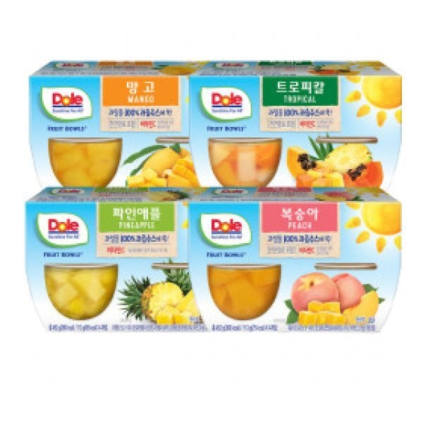 Dole 돌 후룻볼 4종 혼합 113g, 16개 (복숭아,파인,망고,트로피칼) / 한입크기 간편과일 컵과일