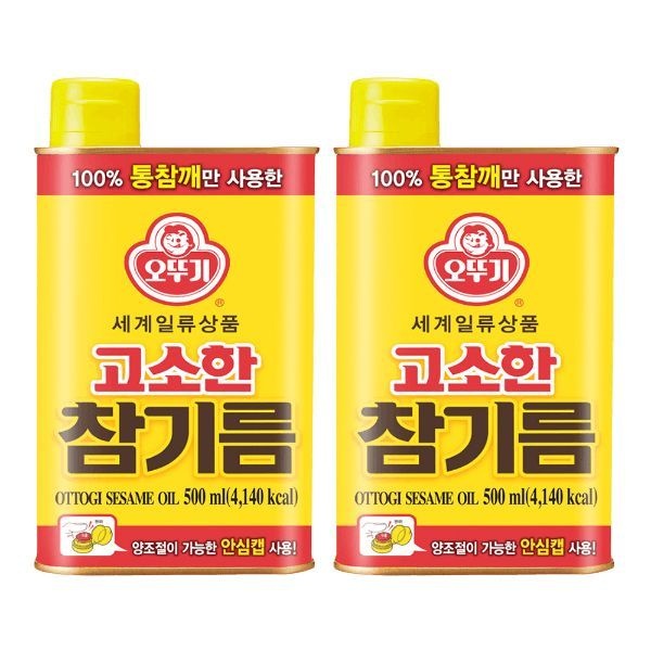 오뚜기 고소한 참기름 캔 500ml 2개