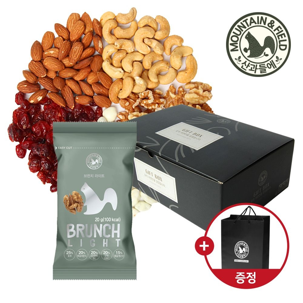상품페이지 참조 산과들에 하루견과 브런치라이트50봉세트+(대)쇼핑백 (센스있는 견과류선물세트)