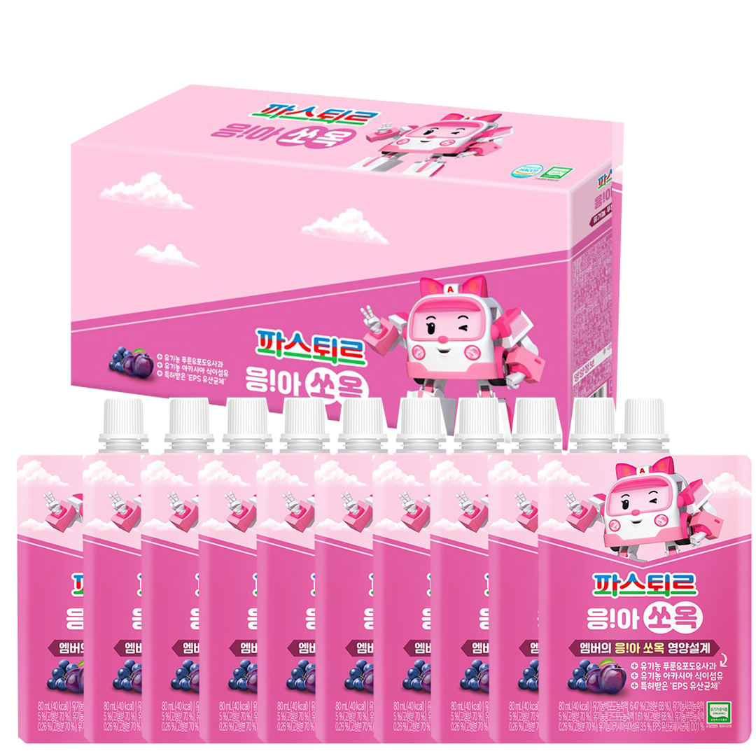 파스퇴르 (파스퇴르) 로보카폴리 응아 쏘옥 주스 푸룬포토사과 80ml (10입) 1세트