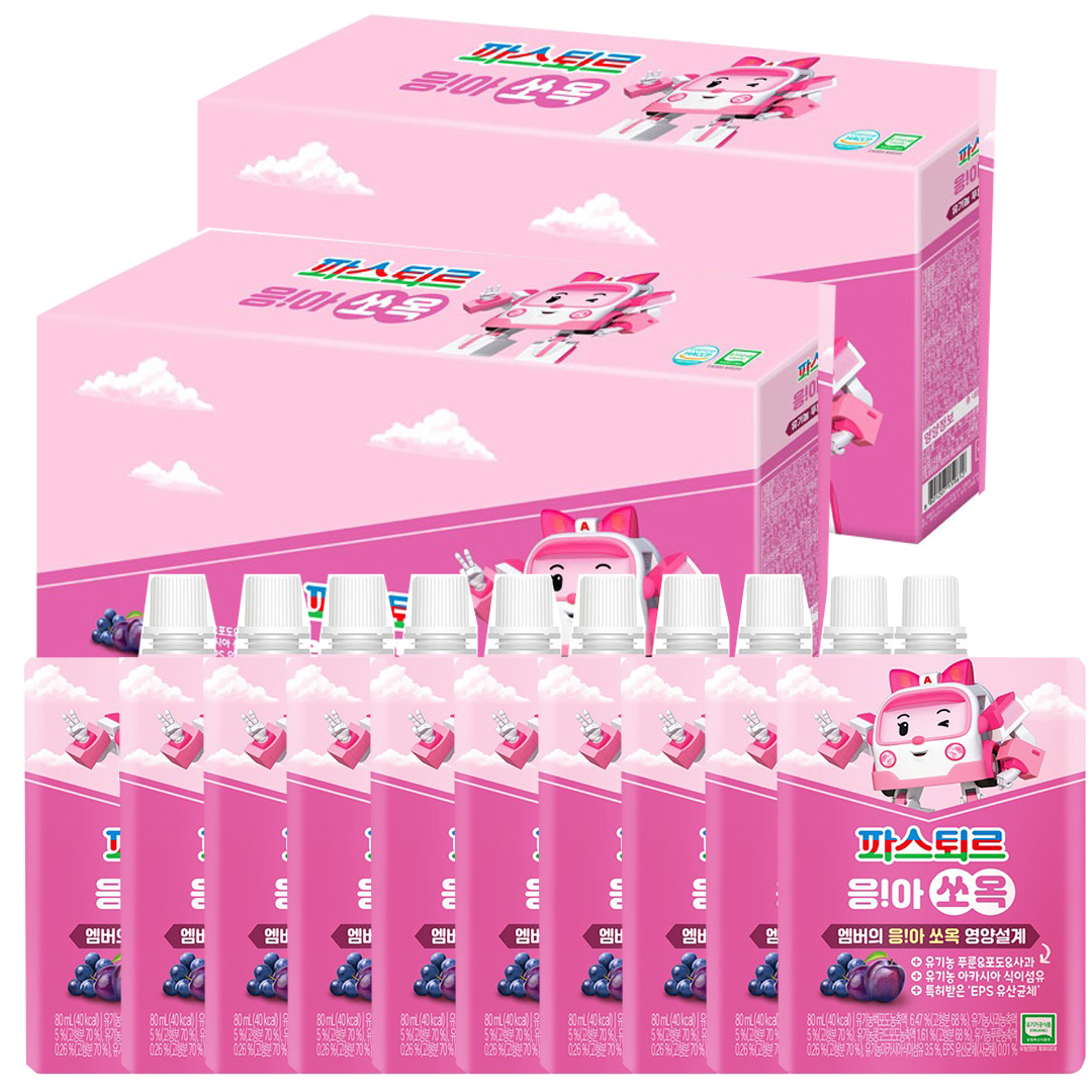 파스퇴르 (파스퇴르) 로보카폴리 응아 쏘옥 주스 푸룬포토사과 80ml (20입)