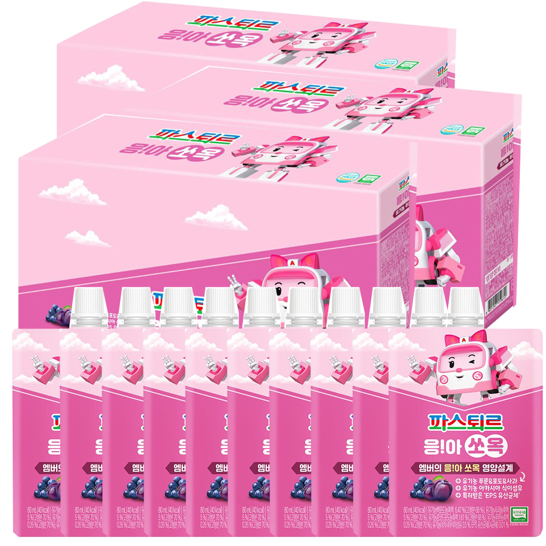 파스퇴르 (파스퇴르) 로보카폴리 응아 쏘옥 주스 푸룬포토사과 80ml (30입)