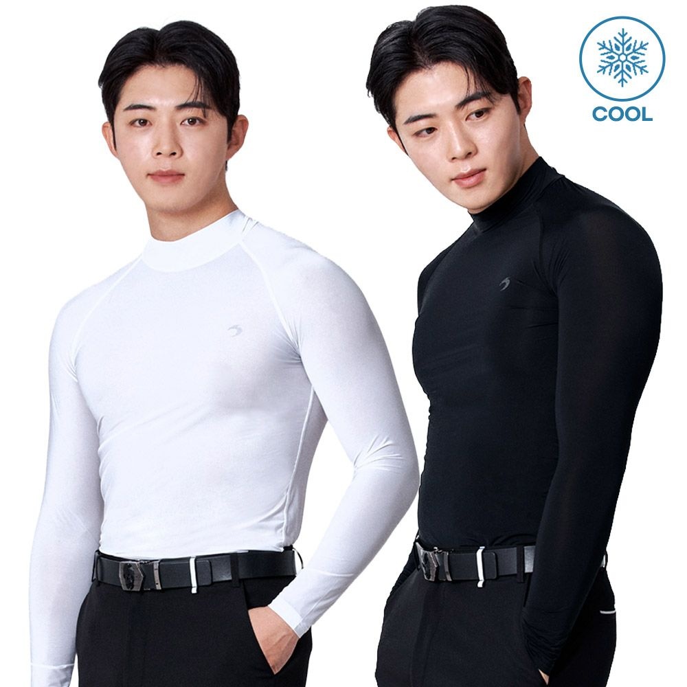 [ts스포츠]티에스스포츠 남성 골프이너웨어 기능성 자외선차단 냉감 쿨티셔츠-하프넥 골프웨어