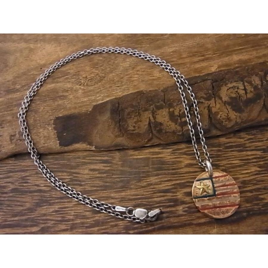 노스웍스 핸드메이드 빈티지 인디언 주얼리 USA 성조기 코인 목걸이 N-406