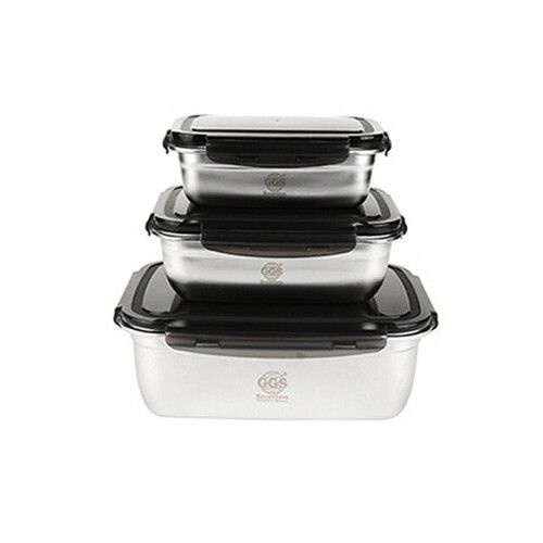 독일GGS 스테인레스 밀폐용기 직사각형 6PC 850ml, 1800ml, 3800ml 주방용기