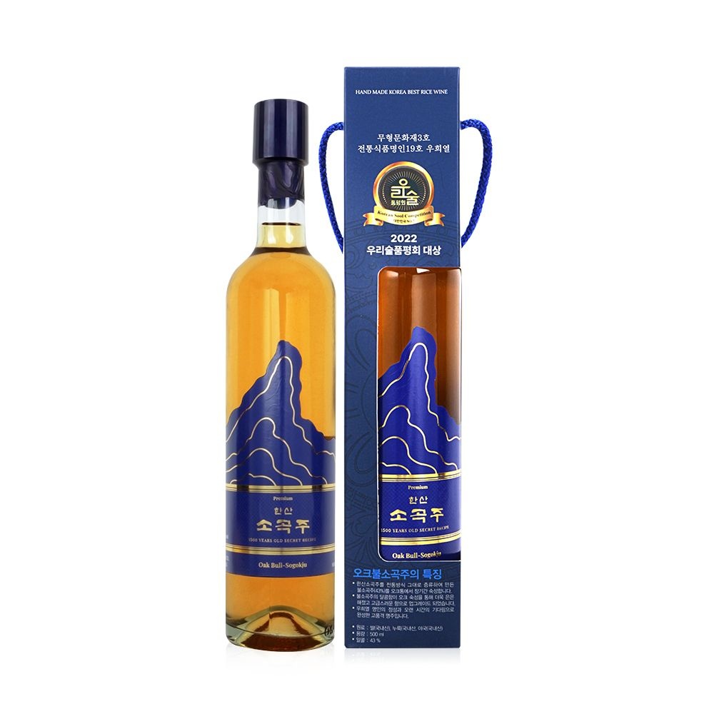 한산소곡주 우희열 명인 오크 블루 43도 500ml 불소곡주 오크숙성