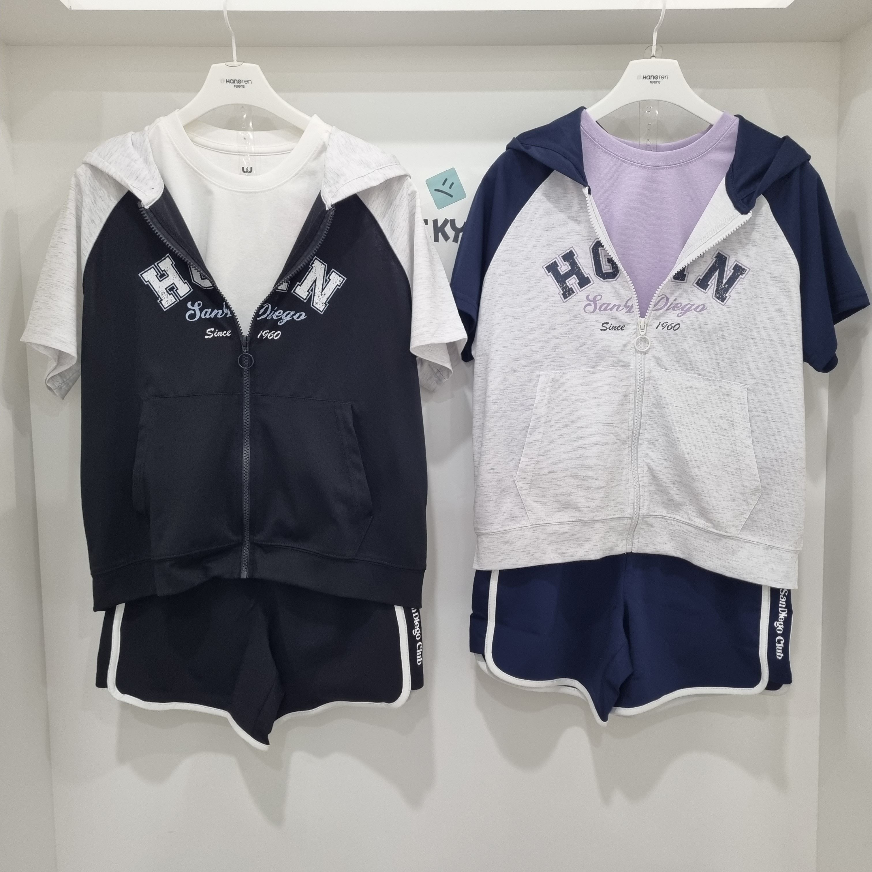 [패션플러스][행텐주니어]쿨 텐션 반팔 후드 집업 점퍼 반바지 세트14520-131-414-32